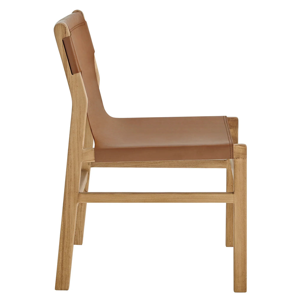 Sono Leather Dining Side Chair in Chestnut Tan