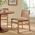 Sono Leather Dining Side Chair in Chestnut Tan