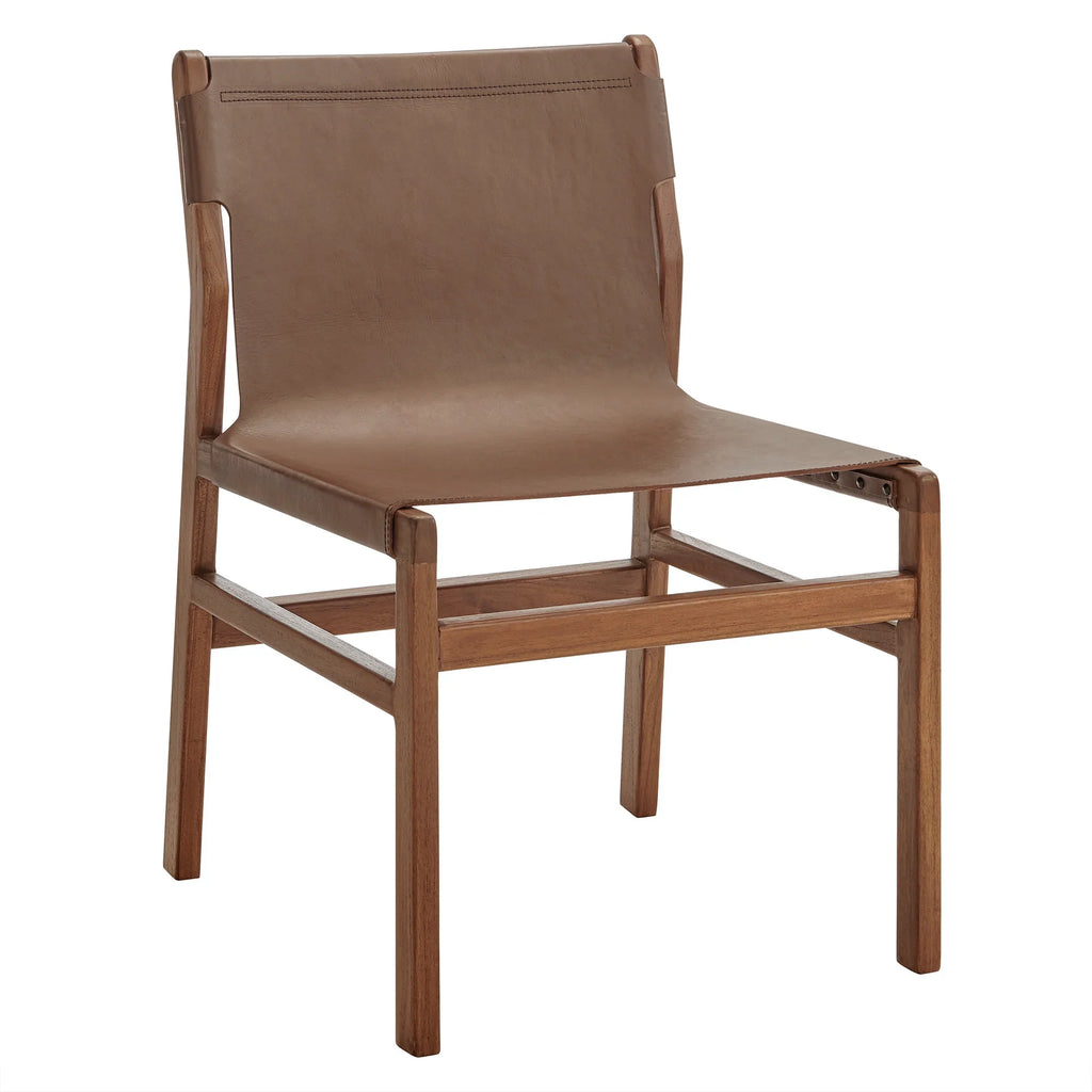 Sono Leather Dining Side Chair in Nutmeg Brown