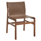 Sono Leather Dining Side Chair in Nutmeg Brown