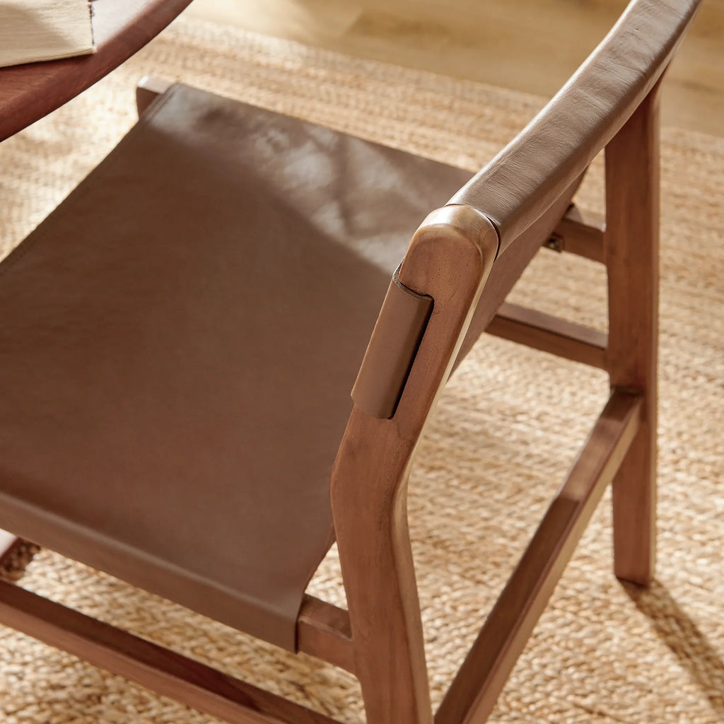 Sono Leather Dining Side Chair in Nutmeg Brown
