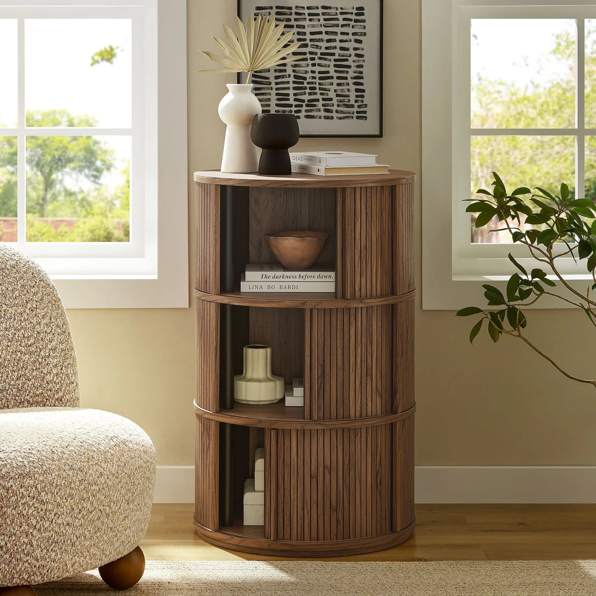 Clemente Pedestal Stand Storage Table