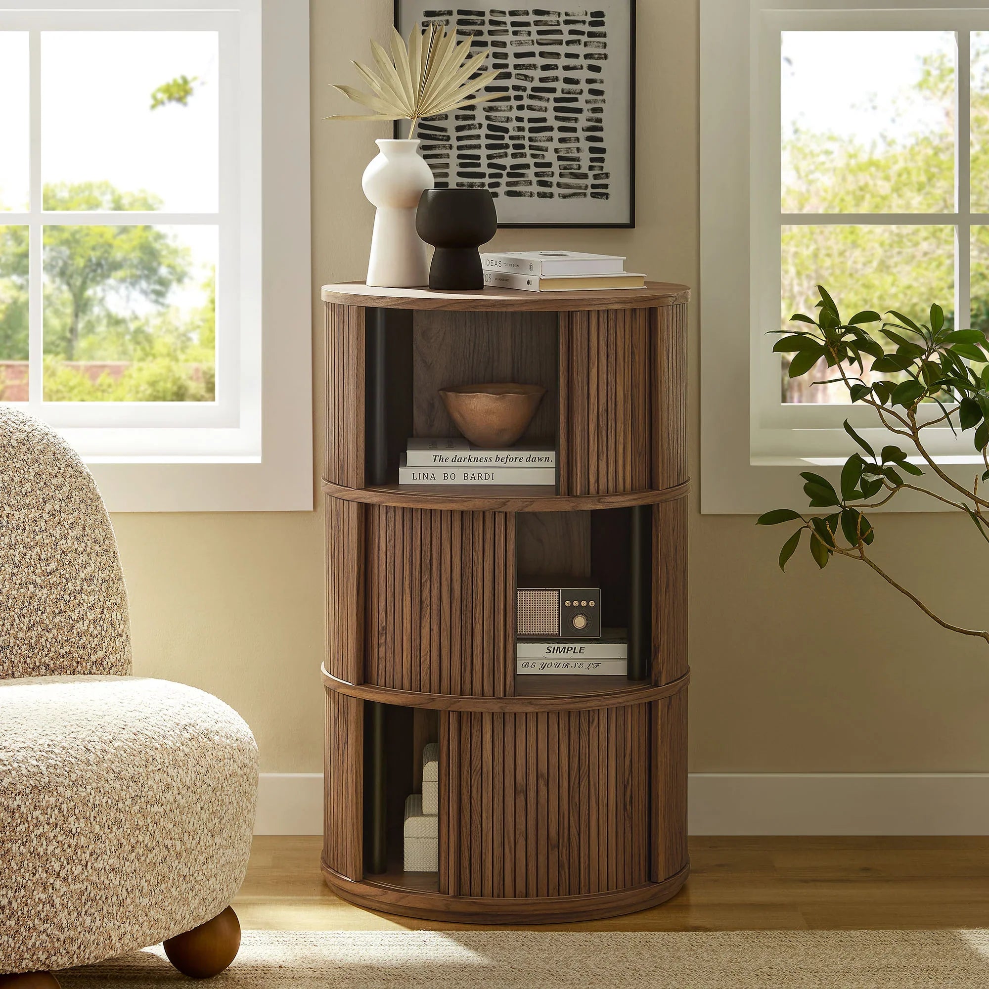 Clemente Pedestal Stand Storage Table