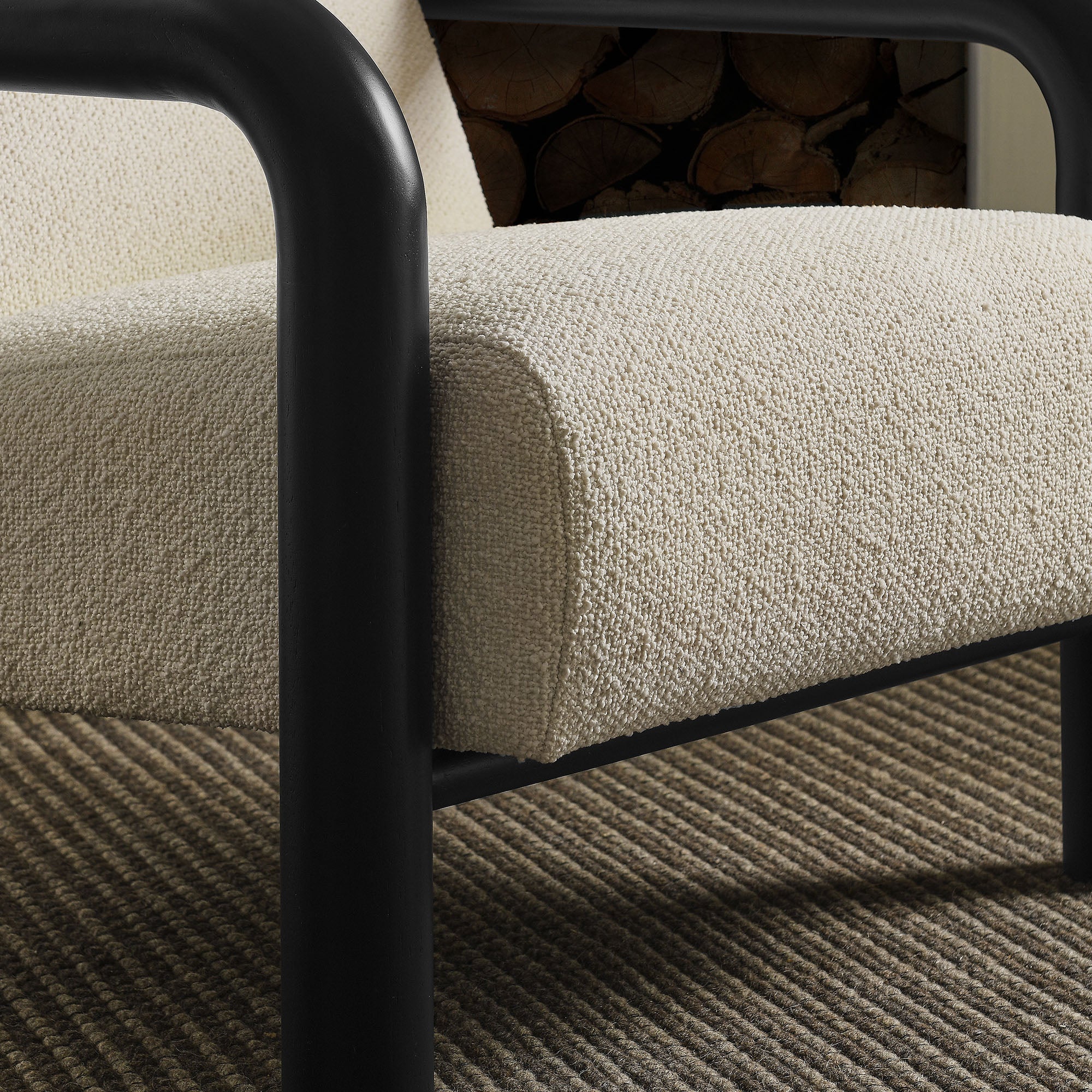 Serene Boucle Accent Chair in Cream Black