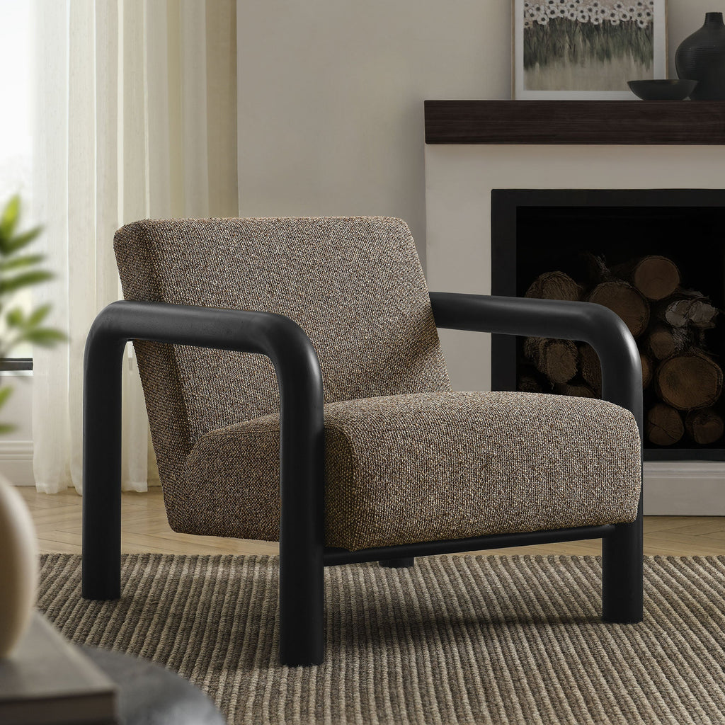 Serene Boucle Accent Chair in Earth Black