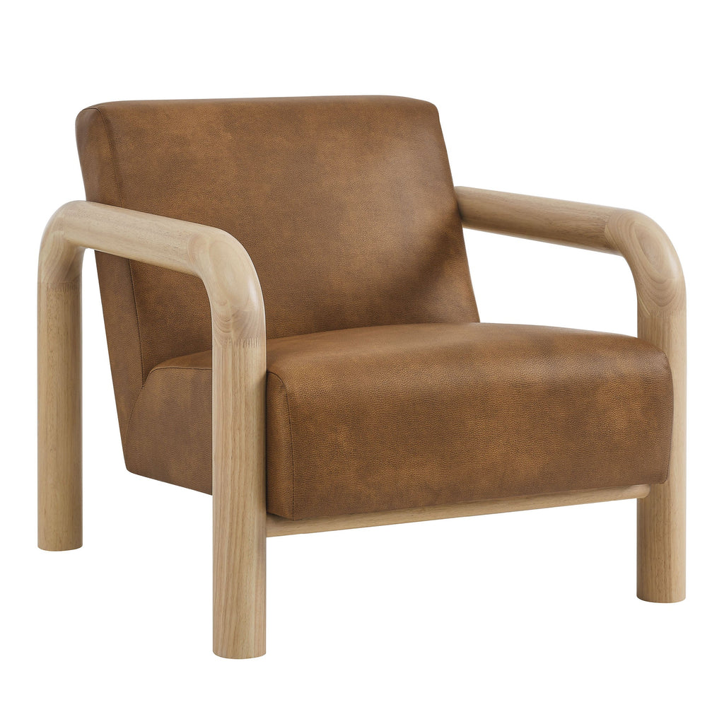 Serene Vegan Leather Accent Chair in Canyon Oak
