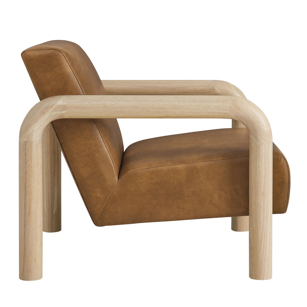 Serene Vegan Leather Accent Chair in Canyon Oak