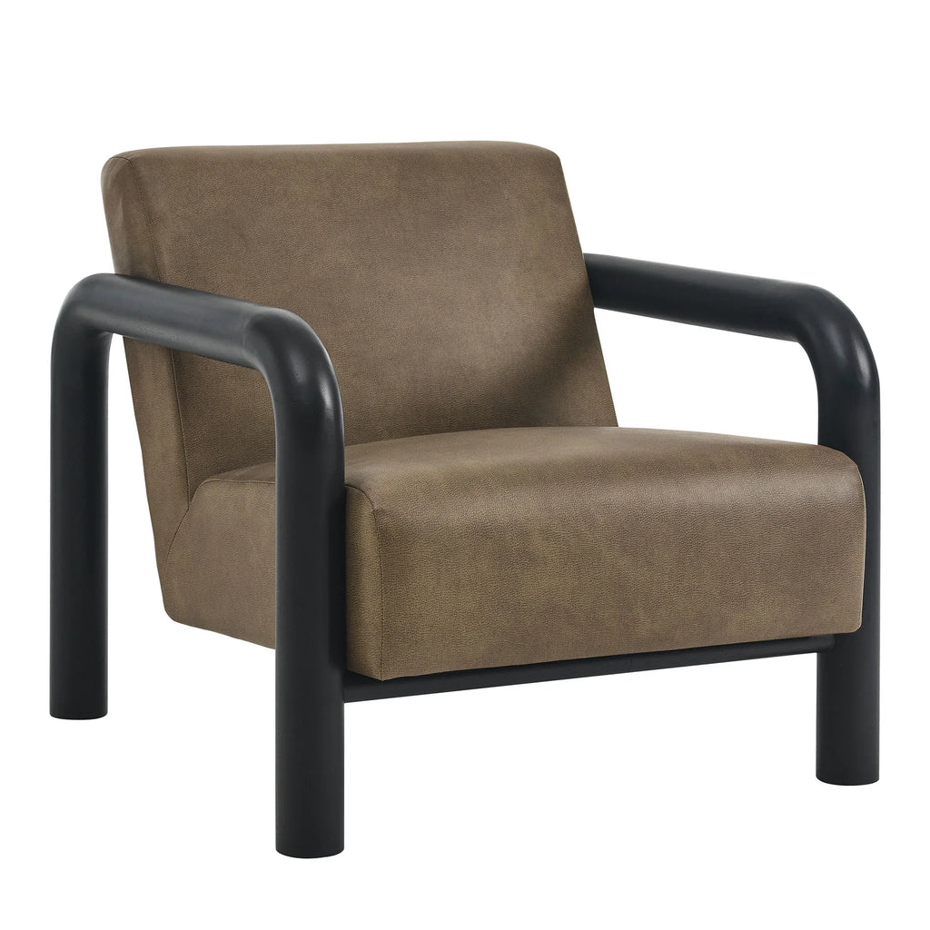 Serene Vegan Leather Accent Chair in Mushroom Black