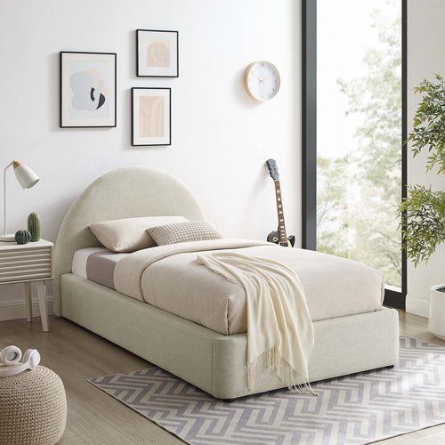 Alloy Upholstered Twin Bed, Ivory