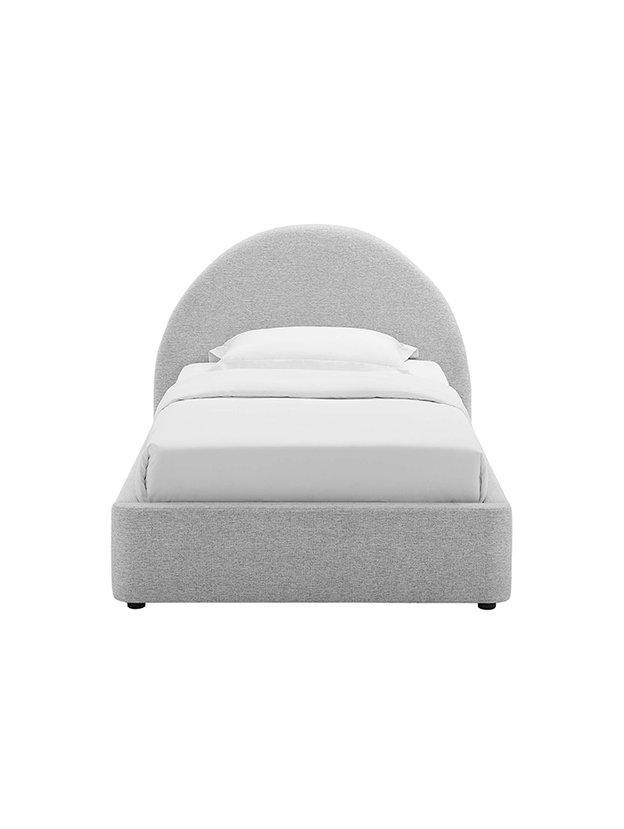 Alloy Upholstered Twin Bed, Light Gray