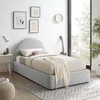 Alloy Upholstered Twin Bed, Light Gray