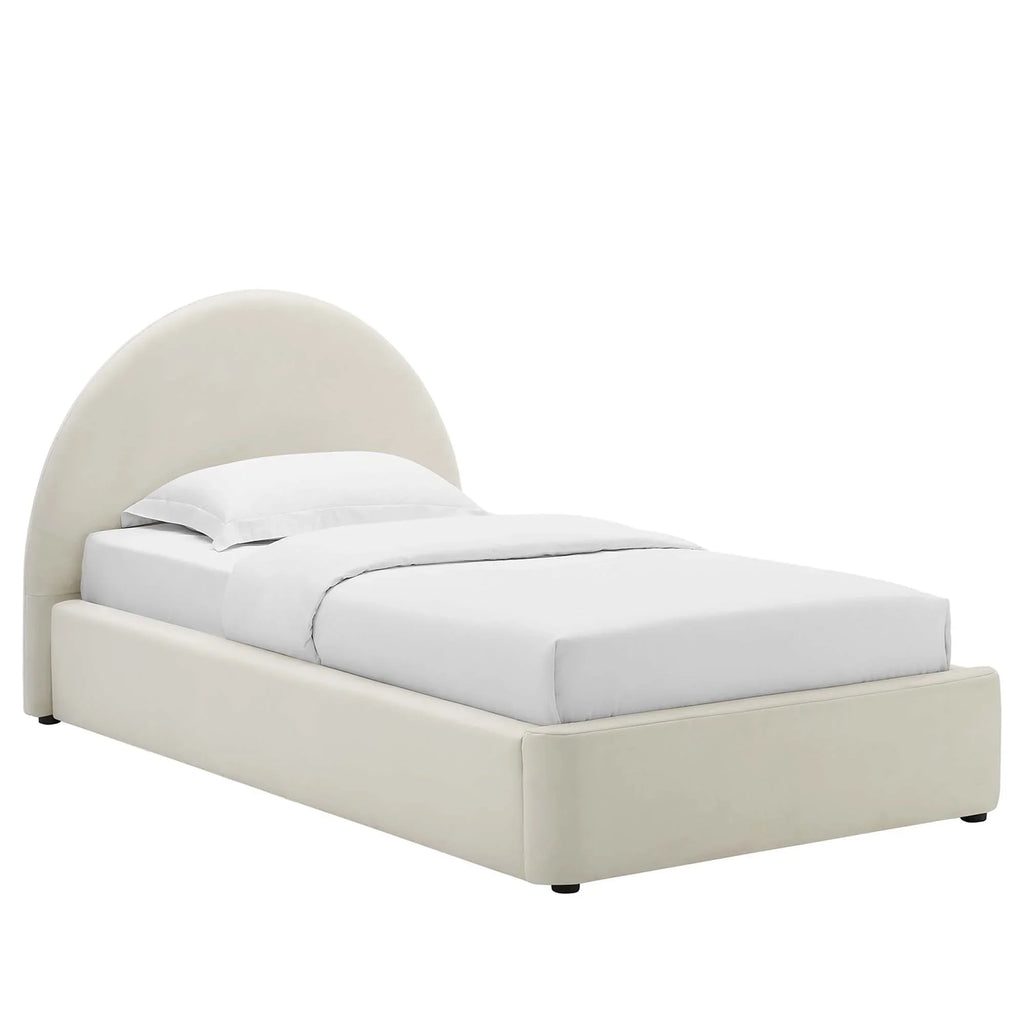 Alloy Velvet Twin Bed, Cream