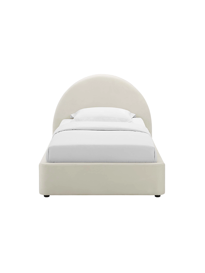 Alloy Velvet Twin Bed, Cream