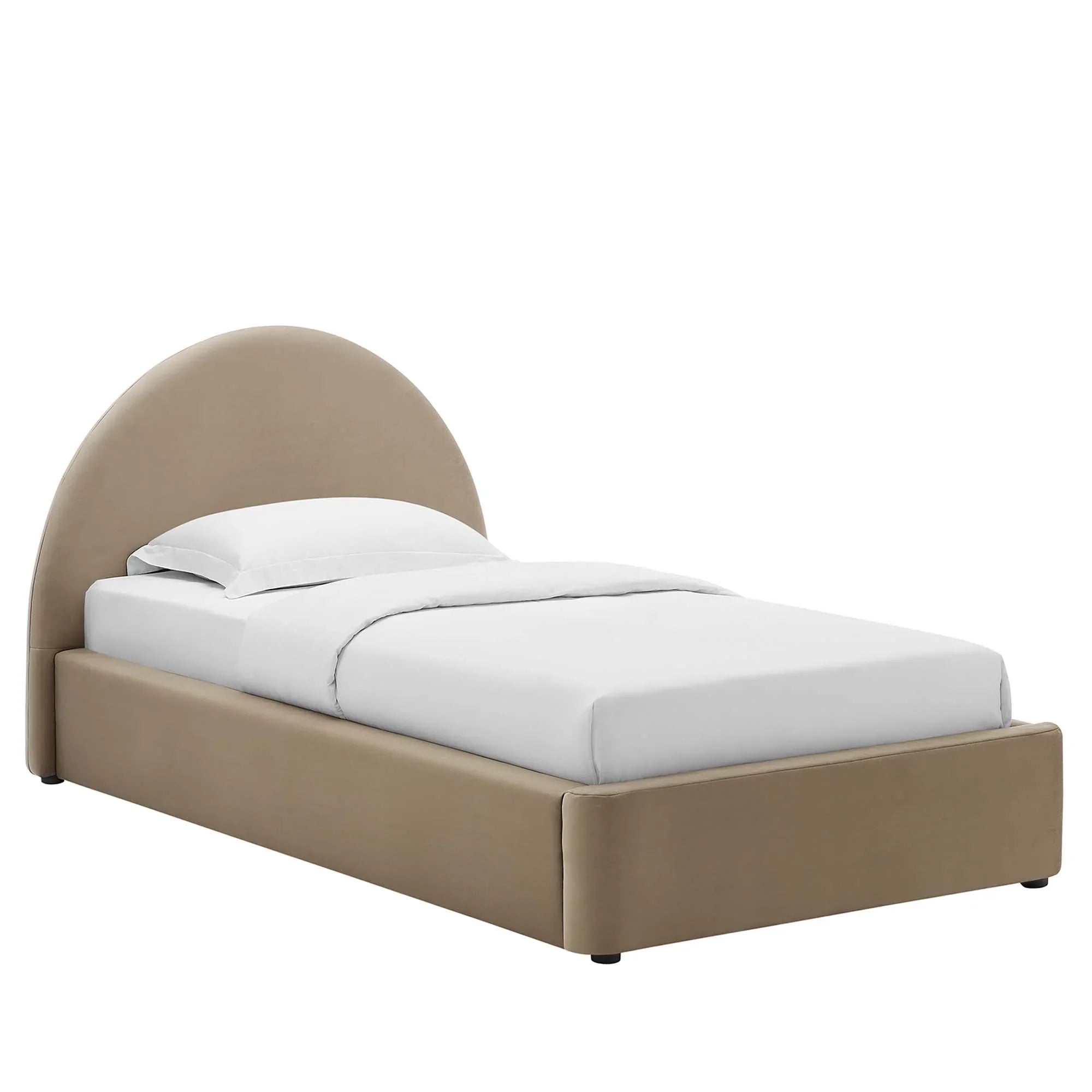 Alloy Velvet Twin Bed, Taupe