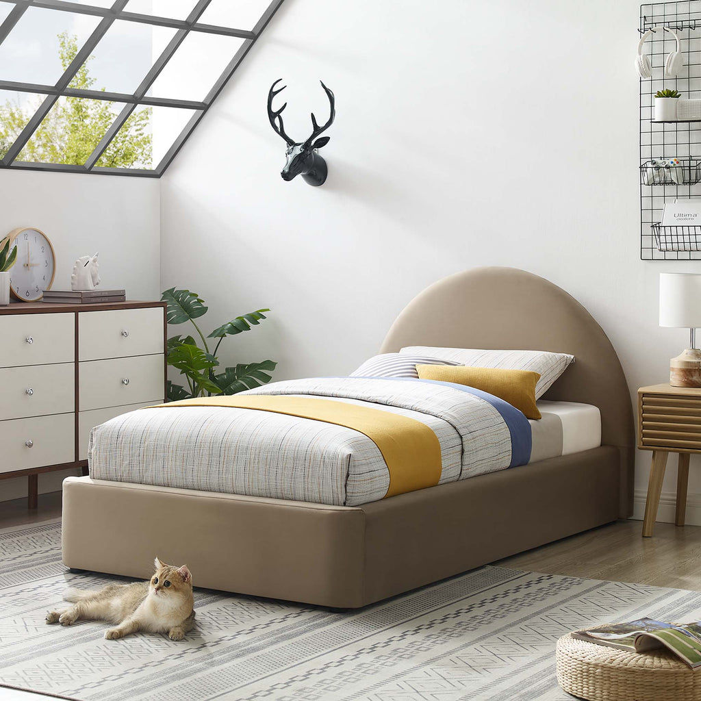 Alloy Velvet Twin Bed, Taupe