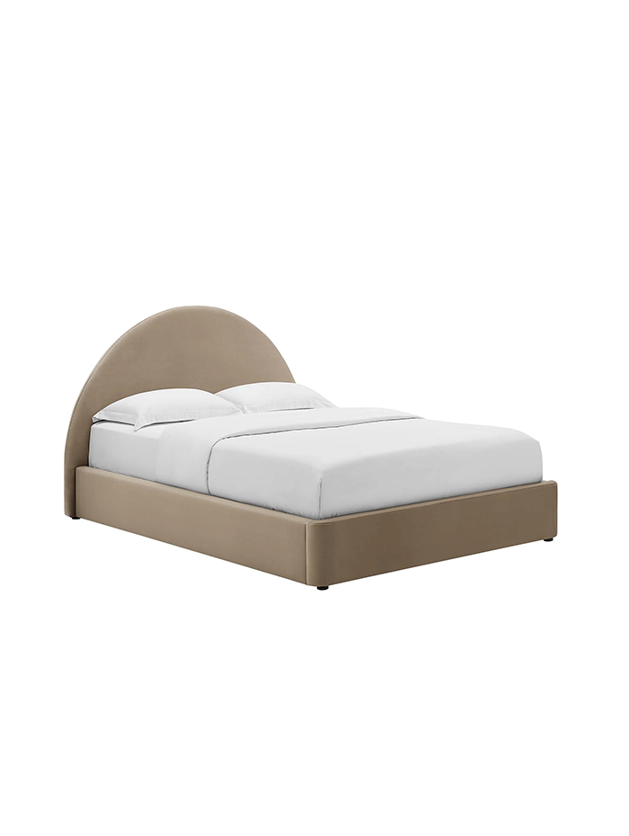 Alloy Velvet Full Bed, Taupe