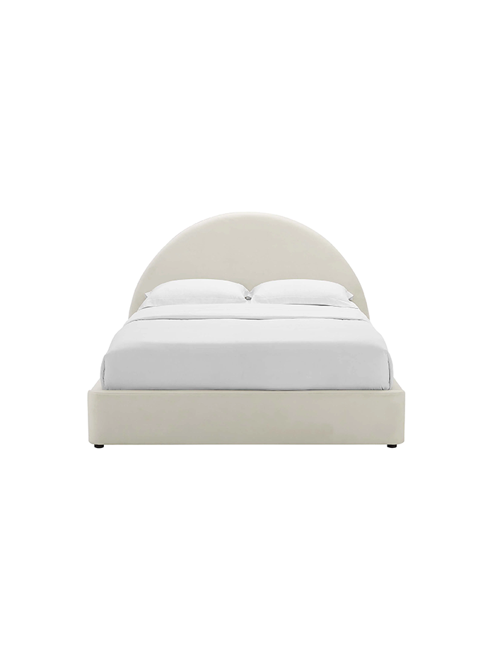 Alloy Velvet Queen Bed, Cream