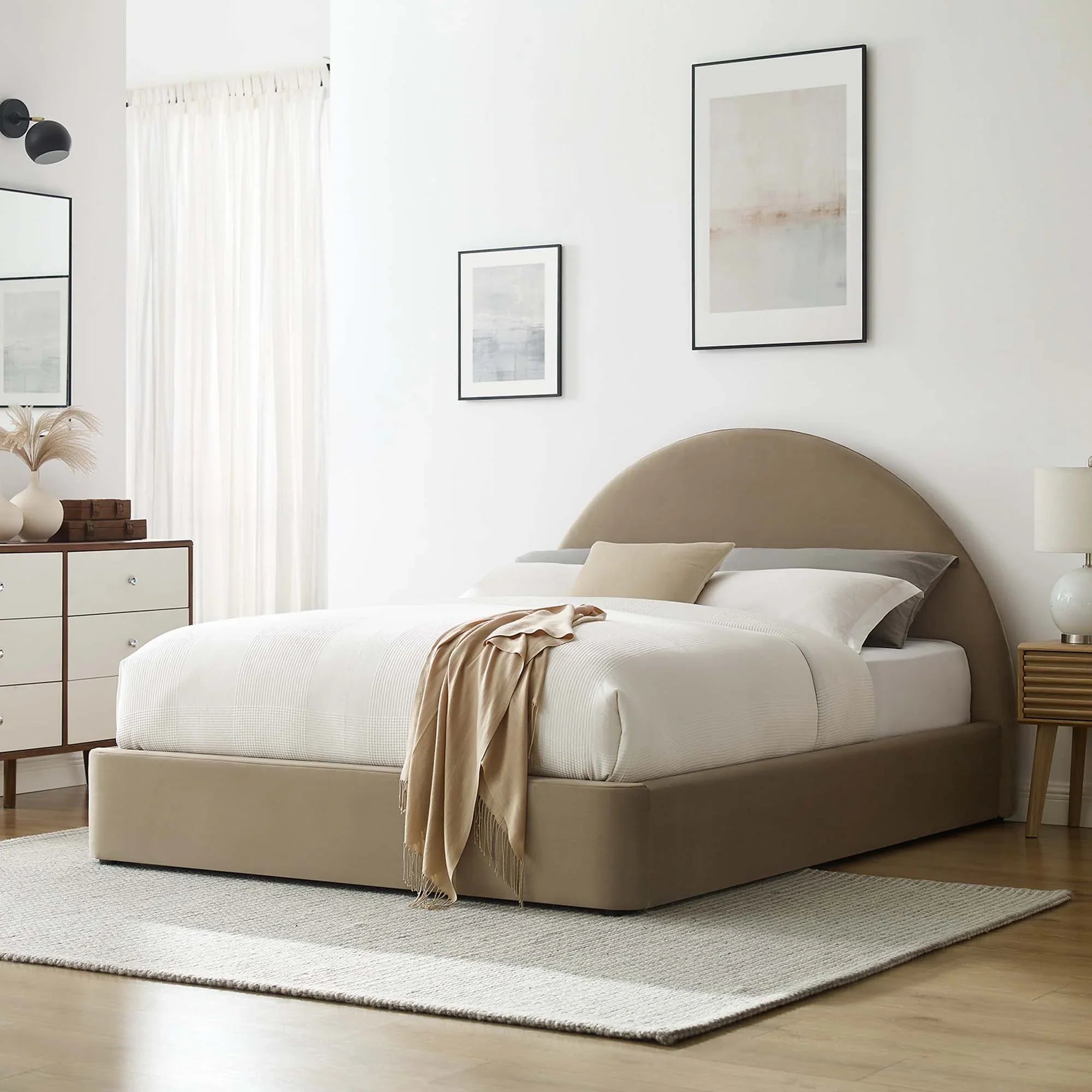 Alloy Velvet Queen Bed, Taupe