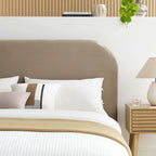 Heather Velvet Full Bed, Taupe