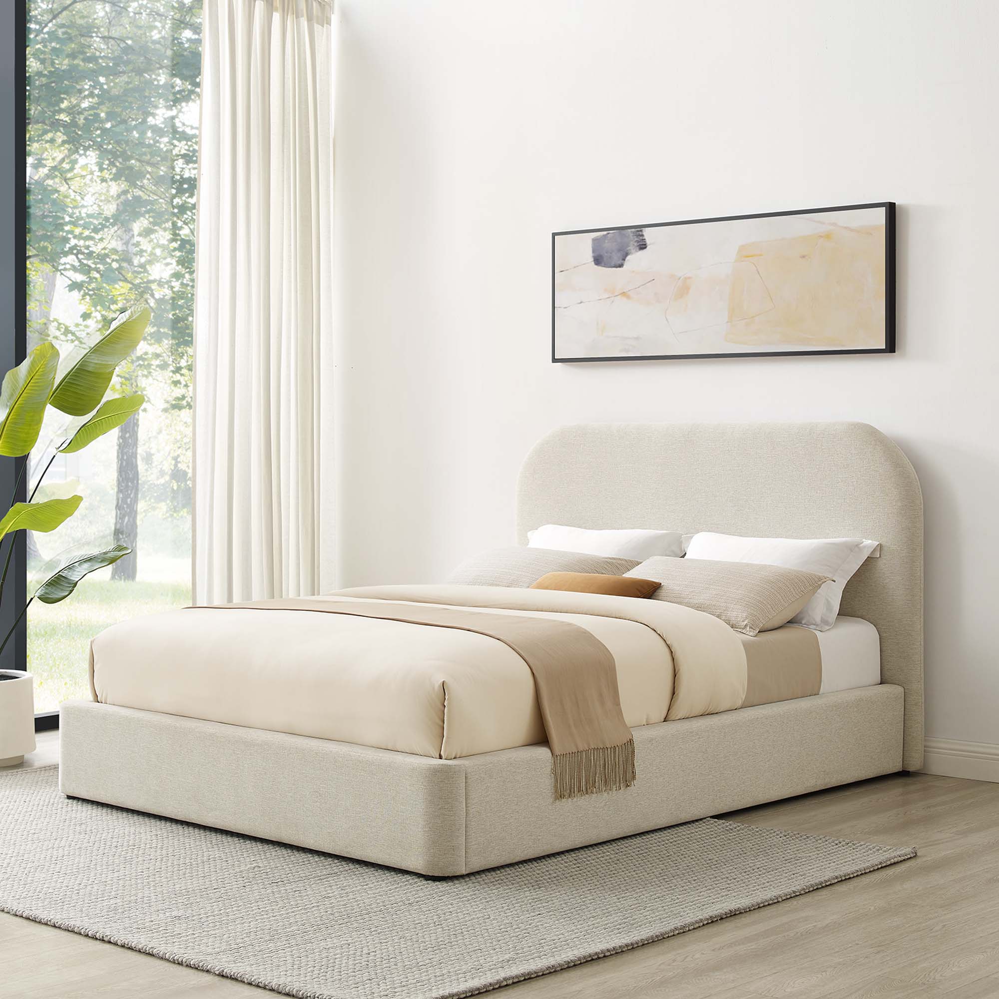 Heather Upholstered King Bed, Ivory
