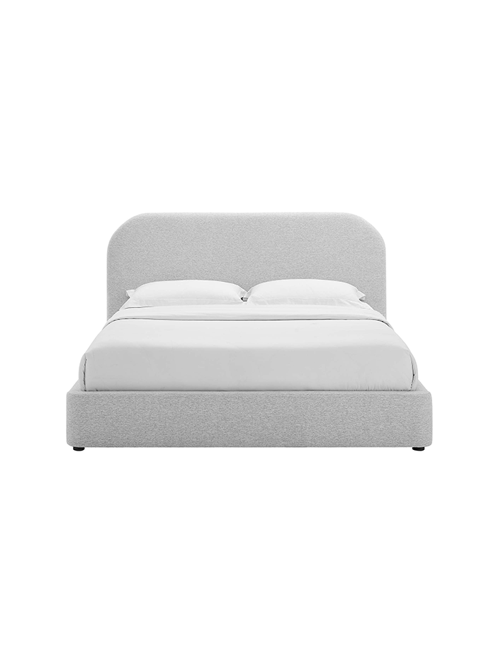 Heather Upholstered King Bed, Light Gray