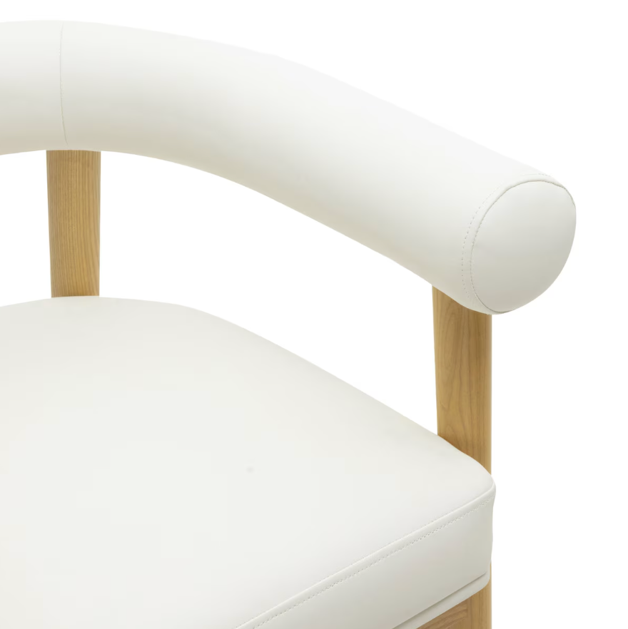 Para Vegan Leather Counter Stool, White