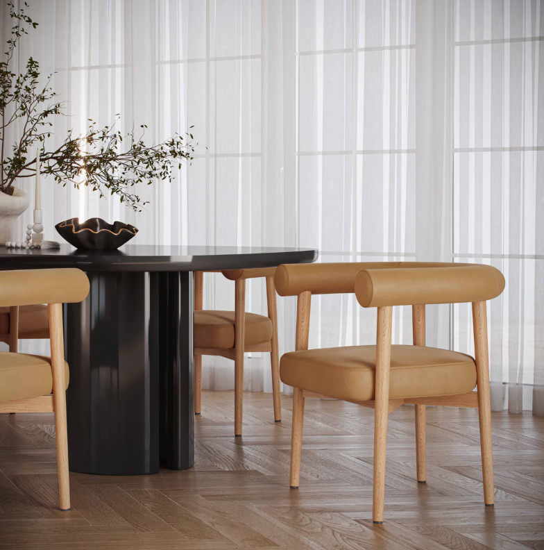 Para Vegan Leather Dining Chair, Cognac