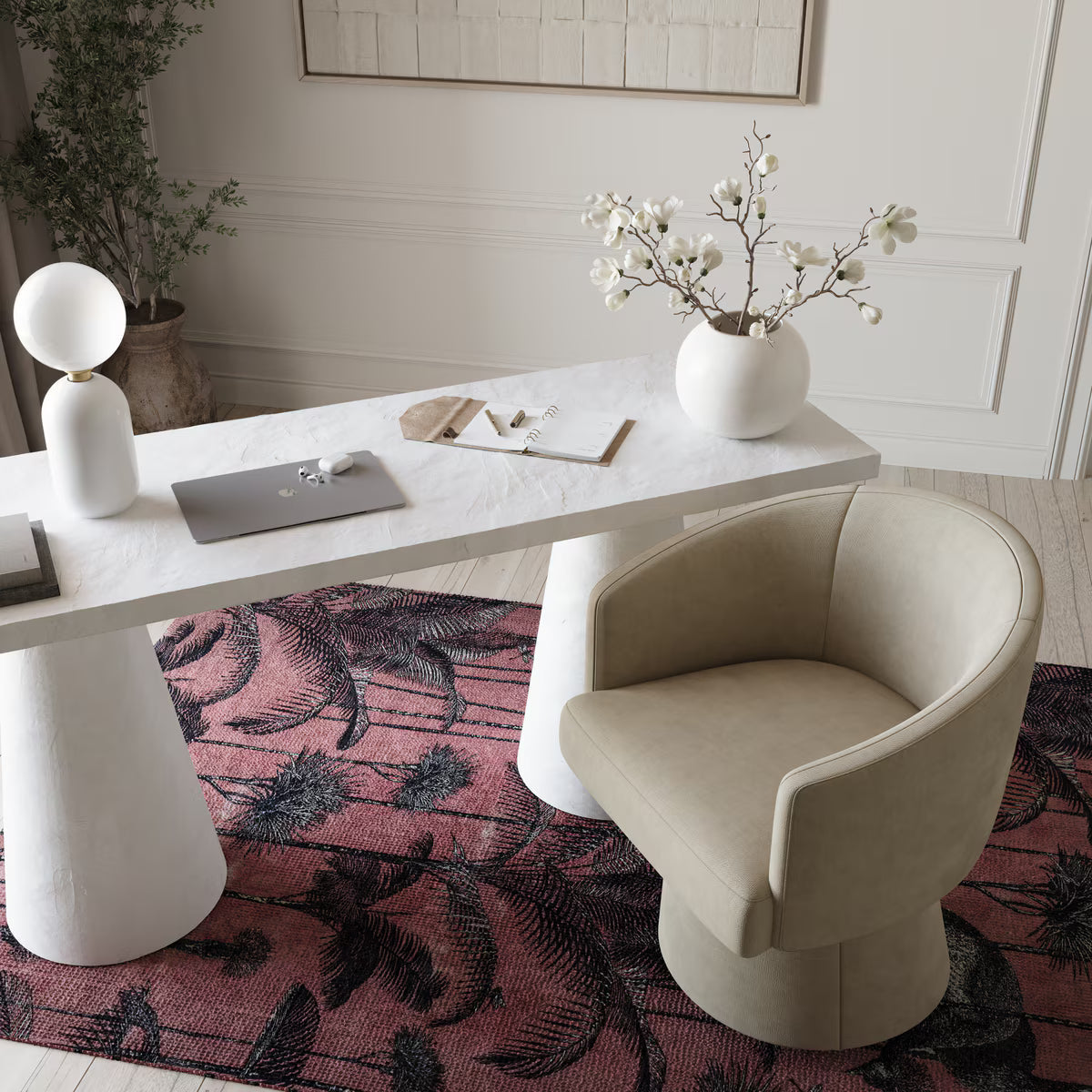 Christine Rolling Desk Chair Taupe