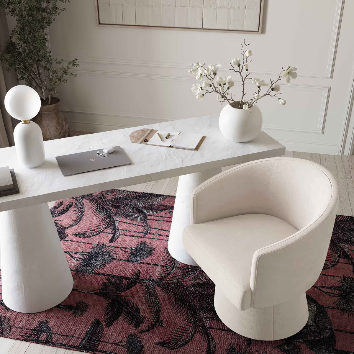 Christine Rolling Desk Chair Cream