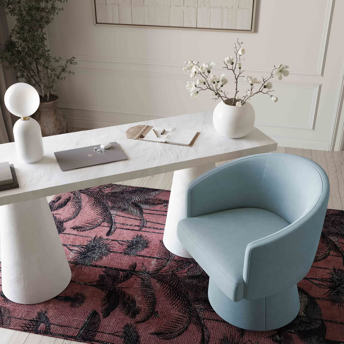 Christine Rolling Desk Chair Faded Blue